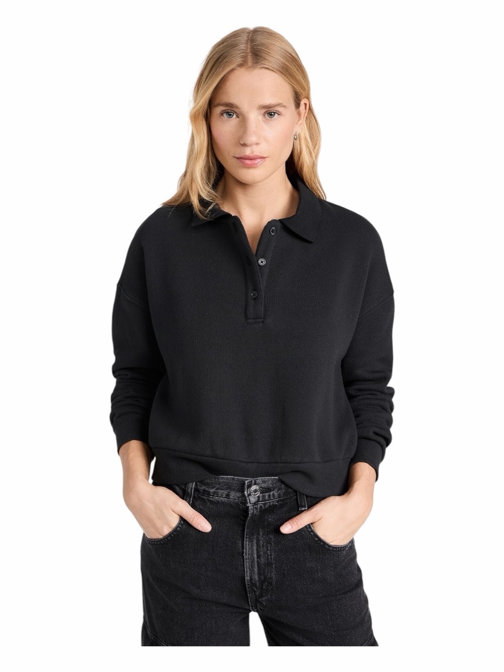 Z Supply Black Cotton-Blend Westerly Sweatshirt. Size Small.